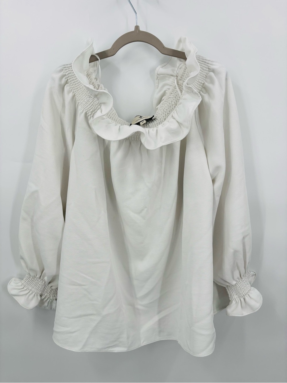Tuckernuck white off the shoulder long sleeve blouse